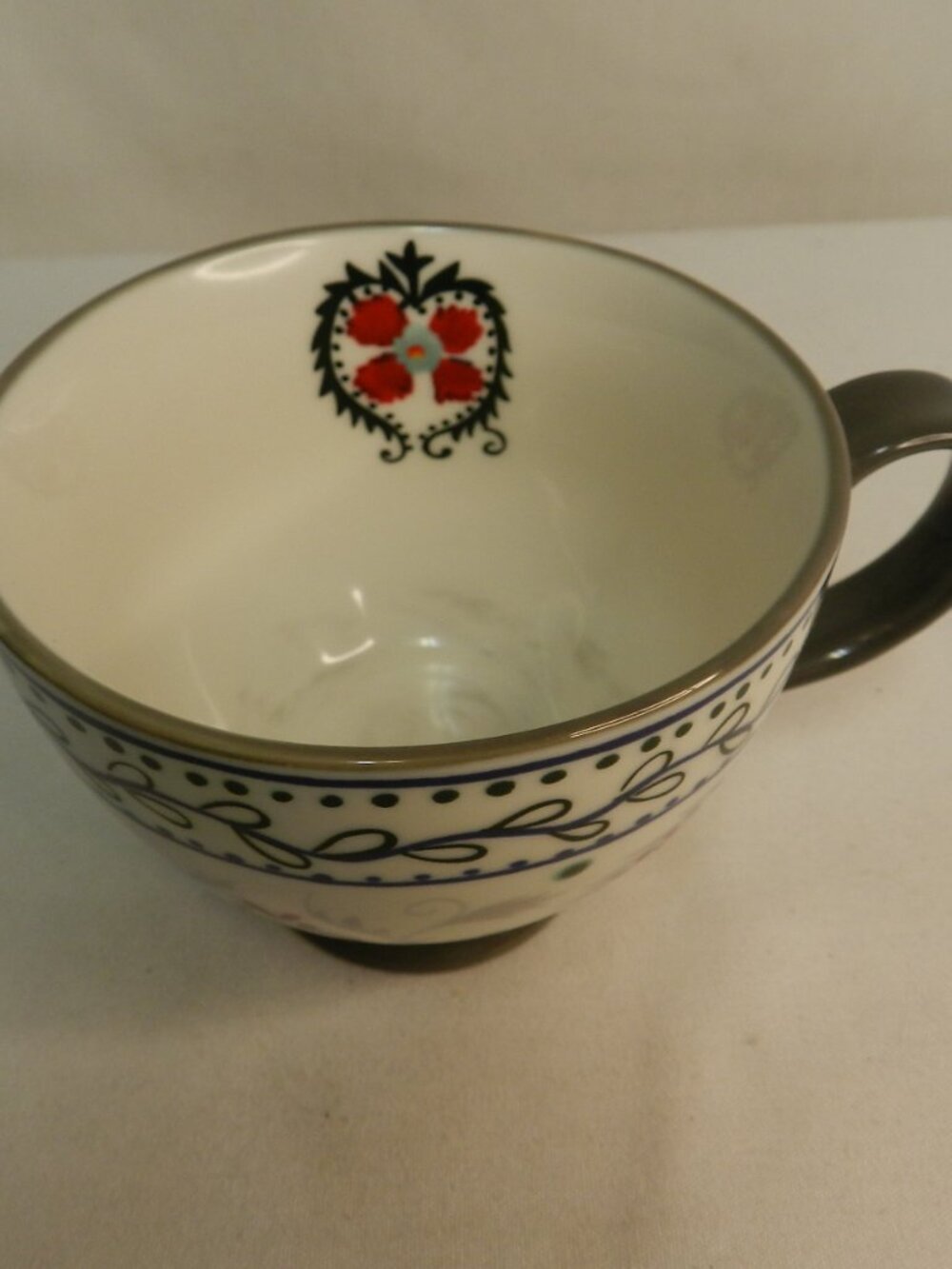 Potter's Studio pedestal Floral mug cup micro dish gray blue ceramic NEW